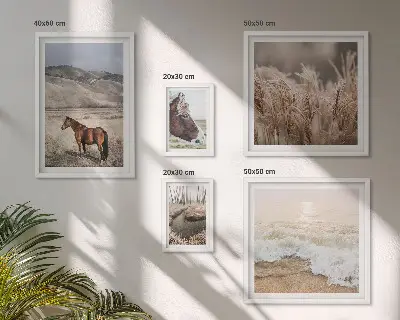 Set of 5 wall art pieces Landscapes with horses and water