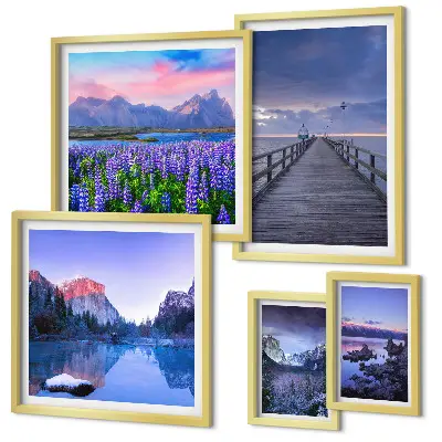 Gallery wall Mountain and seaside landscapes