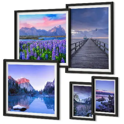Gallery wall Mountain and seaside landscapes