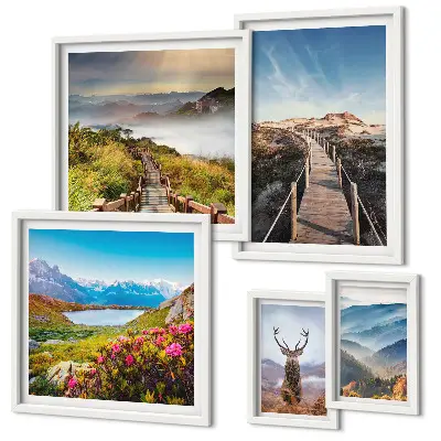 Framed photo set Landscapes of mountains and wild forests