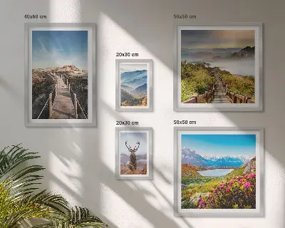 Framed photo set Landscapes of mountains and wild forests