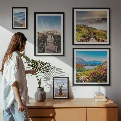Framed photo set Landscapes of mountains and wild forests