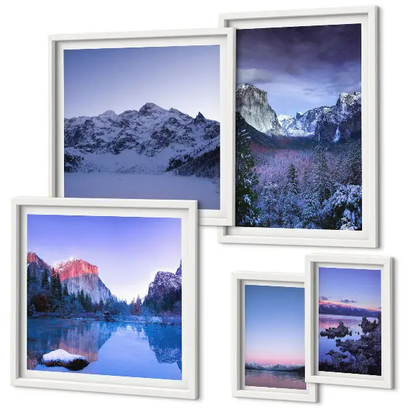 Set of 5 wall art pieces Mountain lakes forests landscapes