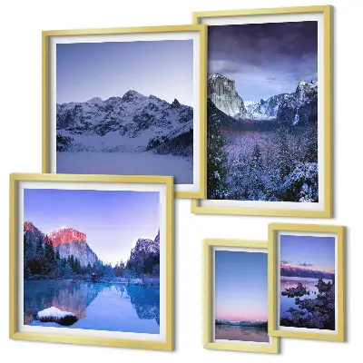 Set of 5 wall art pieces Mountain lakes forests landscapes