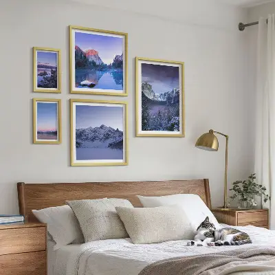 Set of 5 wall art pieces Mountain lakes forests landscapes