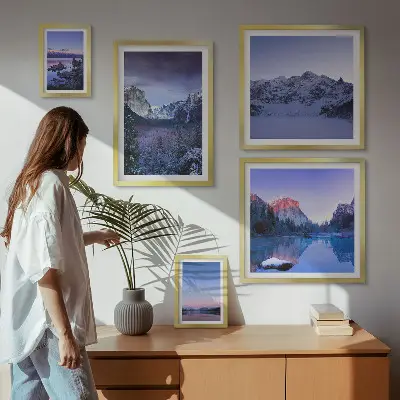 Set of 5 wall art pieces Mountain lakes forests landscapes
