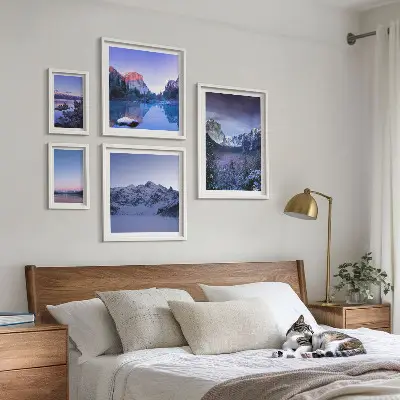 Set of 5 wall art pieces Mountain lakes forests landscapes