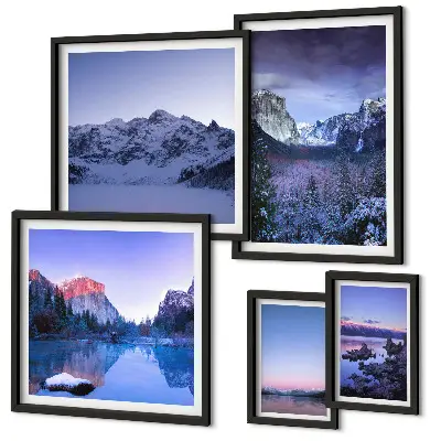 Set of 5 wall art pieces Mountain lakes forests landscapes