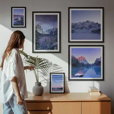 Set of 5 wall art pieces Mountain lakes forests landscapes