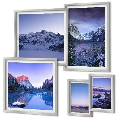 Set of 5 wall art pieces Mountain lakes forests landscapes