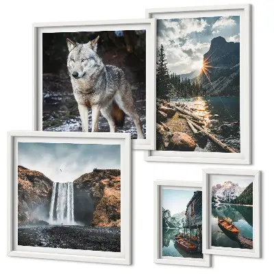 Framed photo set Landscapes of nature wildlife