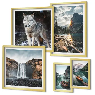 Framed photo set Landscapes of nature wildlife