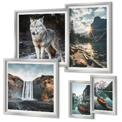 Framed photo set Landscapes of nature wildlife