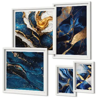 Framed photo set Abstract blue patterns