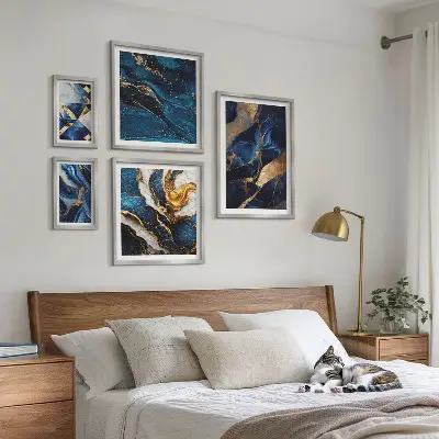 Framed photo set Abstract blue patterns