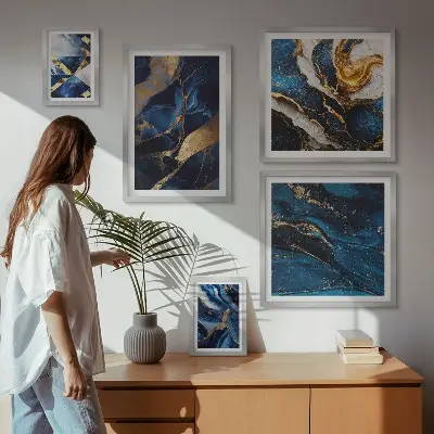 Framed photo set Abstract blue patterns