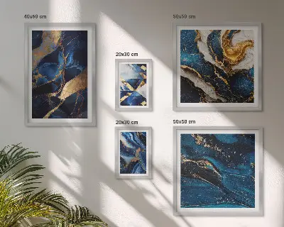 Framed photo set Abstract blue patterns