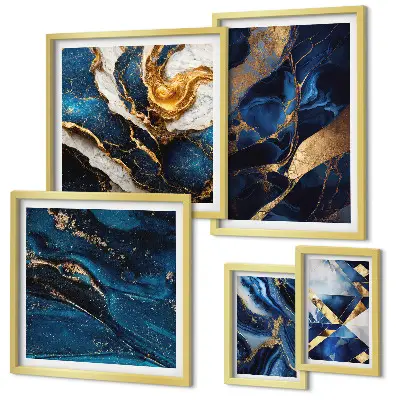 Framed photo set Abstract blue patterns