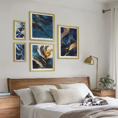 Framed photo set Abstract blue patterns