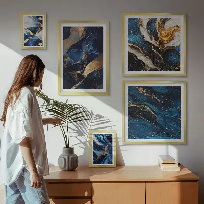 Framed photo set Abstract blue patterns