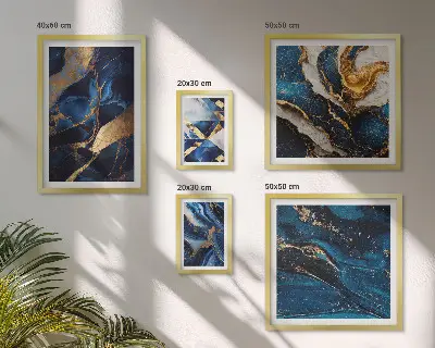 Framed photo set Abstract blue patterns