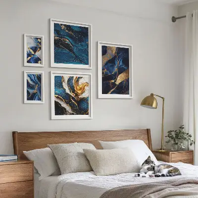 Framed photo set Abstract blue patterns