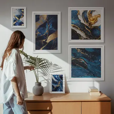 Framed photo set Abstract blue patterns