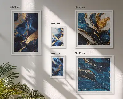 Framed photo set Abstract blue patterns