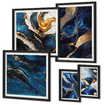 Framed photo set Abstract blue patterns
