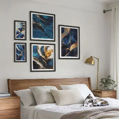 Framed photo set Abstract blue patterns