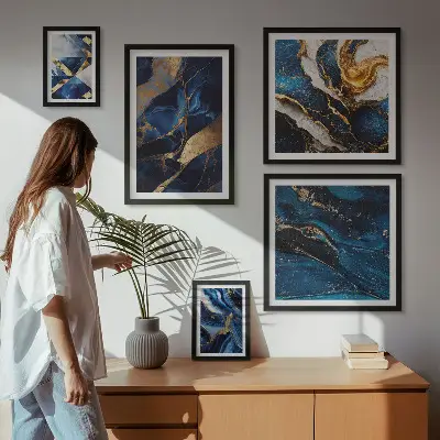 Framed photo set Abstract blue patterns