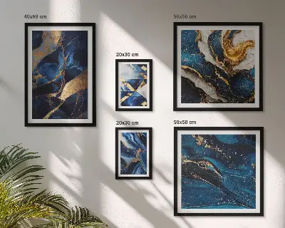 Framed photo set Abstract blue patterns