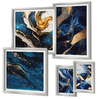 Framed photo set Abstract blue patterns