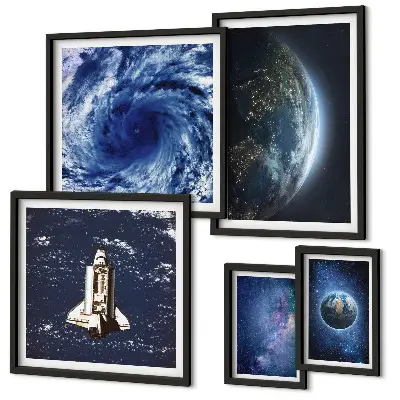 Set of 5 wall art pieces Earth's cosmic landscapes