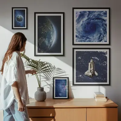 Set of 5 wall art pieces Earth's cosmic landscapes