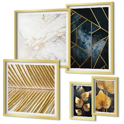 Gallery wall Stylish leaves and geometry