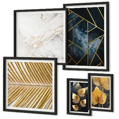 Gallery wall Stylish leaves and geometry