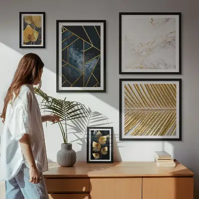 Gallery wall Stylish leaves and geometry