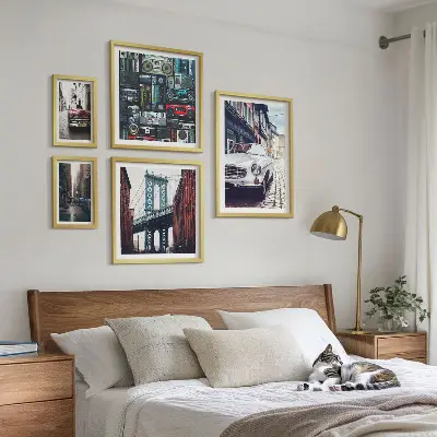 Framed photo set Stylish cars and street architecture