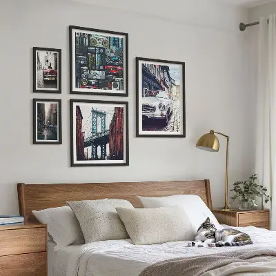 Framed photo set Stylish cars and street architecture