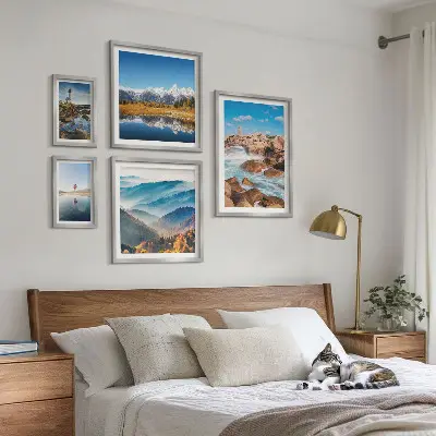 Set of 5 wall art pieces Natural mountains sea lighthouses