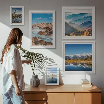 Set of 5 wall art pieces Natural mountains sea lighthouses