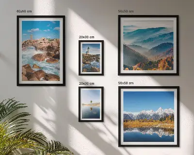 Set of 5 wall art pieces Natural mountains sea lighthouses