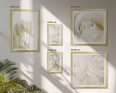 Gallery wall with white rose marble accents