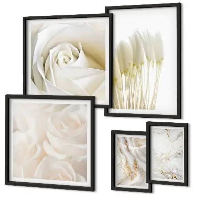 Gallery wall White rose marble accents