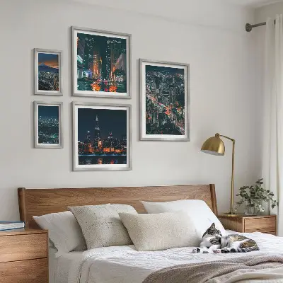 Framed photo set Night views of modern cities