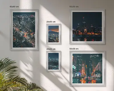 Framed photo set Night views of modern cities