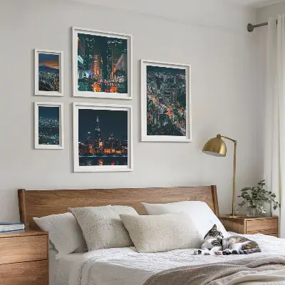 Framed photo set Night views of modern cities