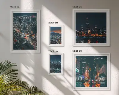 Framed photo set Night views of modern cities