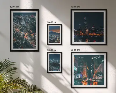 Framed photo set Night views of modern cities